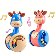 Bolalar uchun Musiqali Giraffa Tumbler O'yinchoq Interaktiv Qadam qo'yish Hamkori Ovoz va Tilla bilan