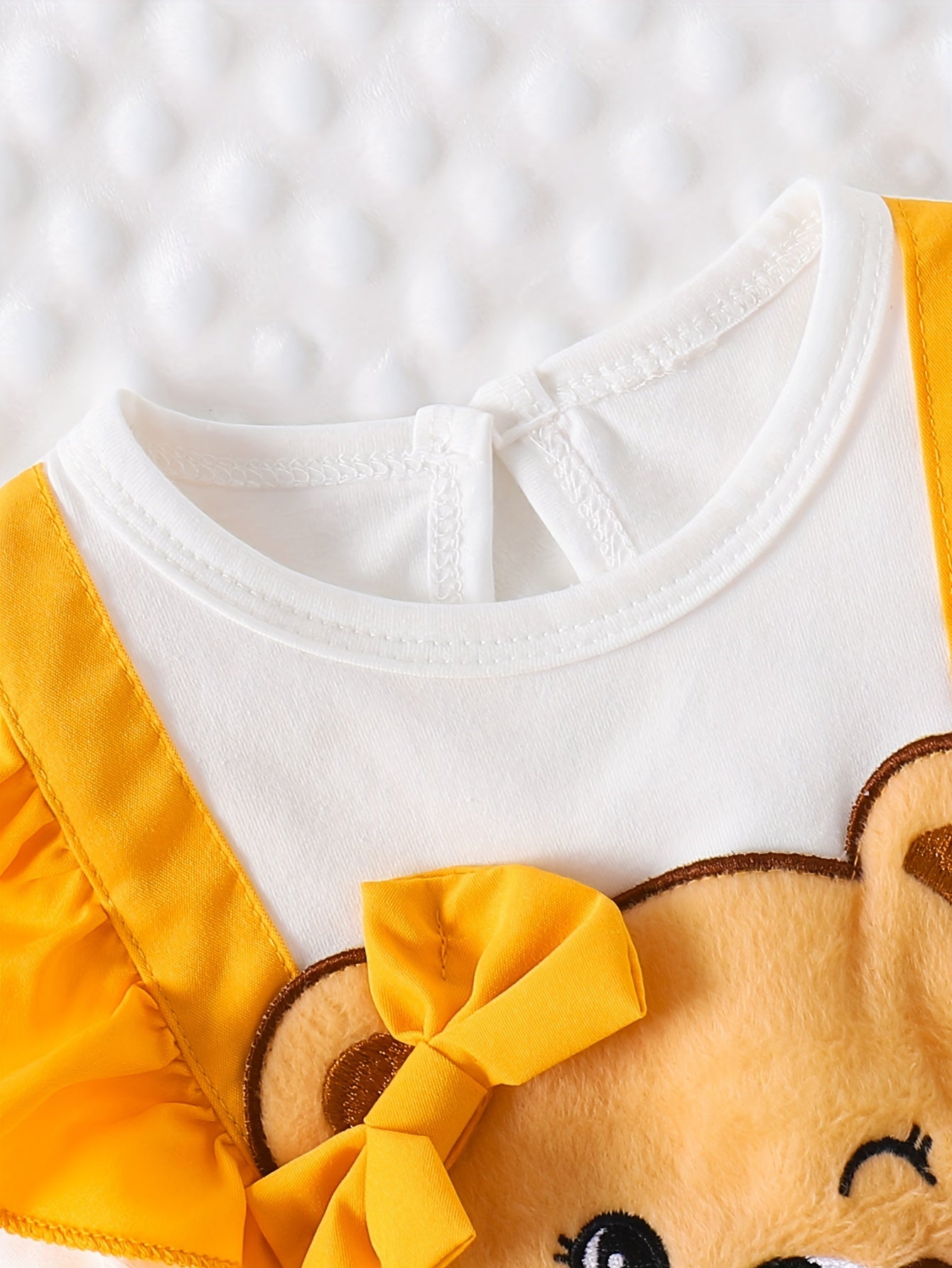 Baby Girl Summer Romper Cotton Bow Bear Embroidery for Newborns Outdoor Wear