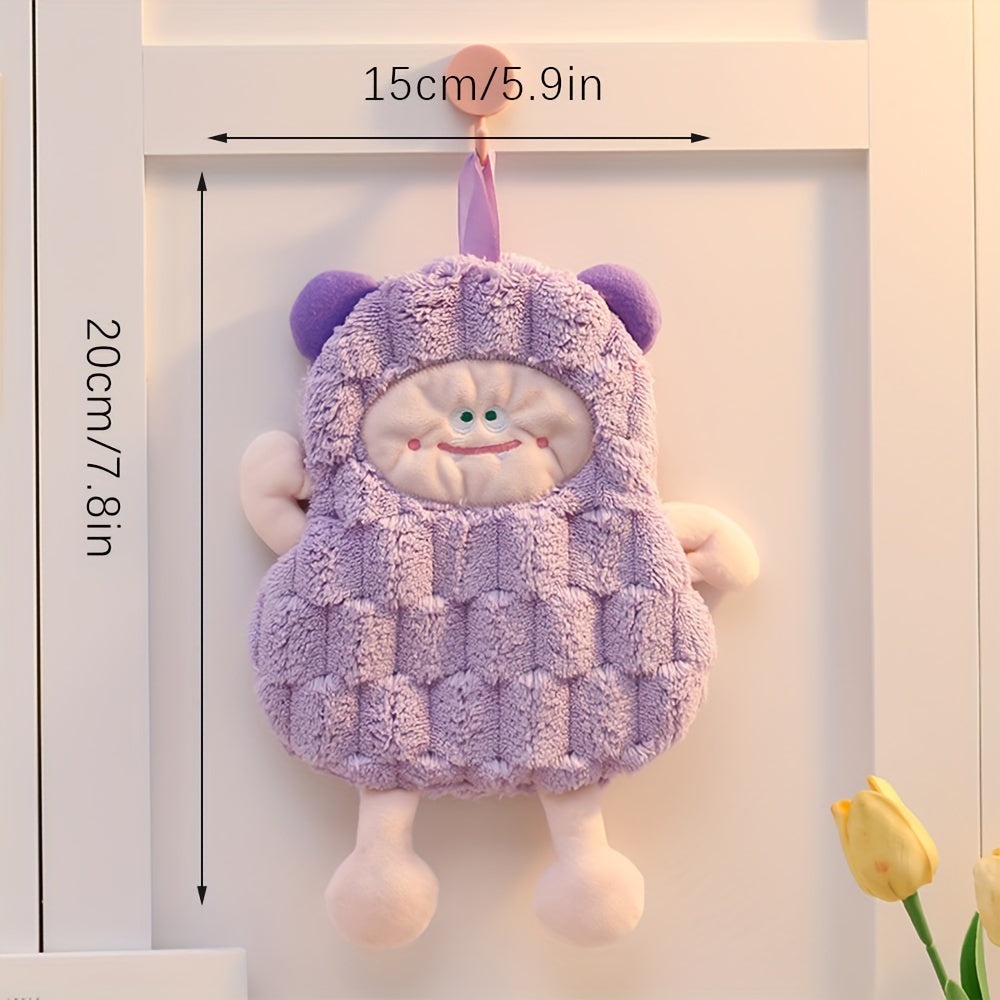 Cute Cartoon Coral Fleece Hand Towel Double-Layer Unscented Alcohol-Free for All Skin Types