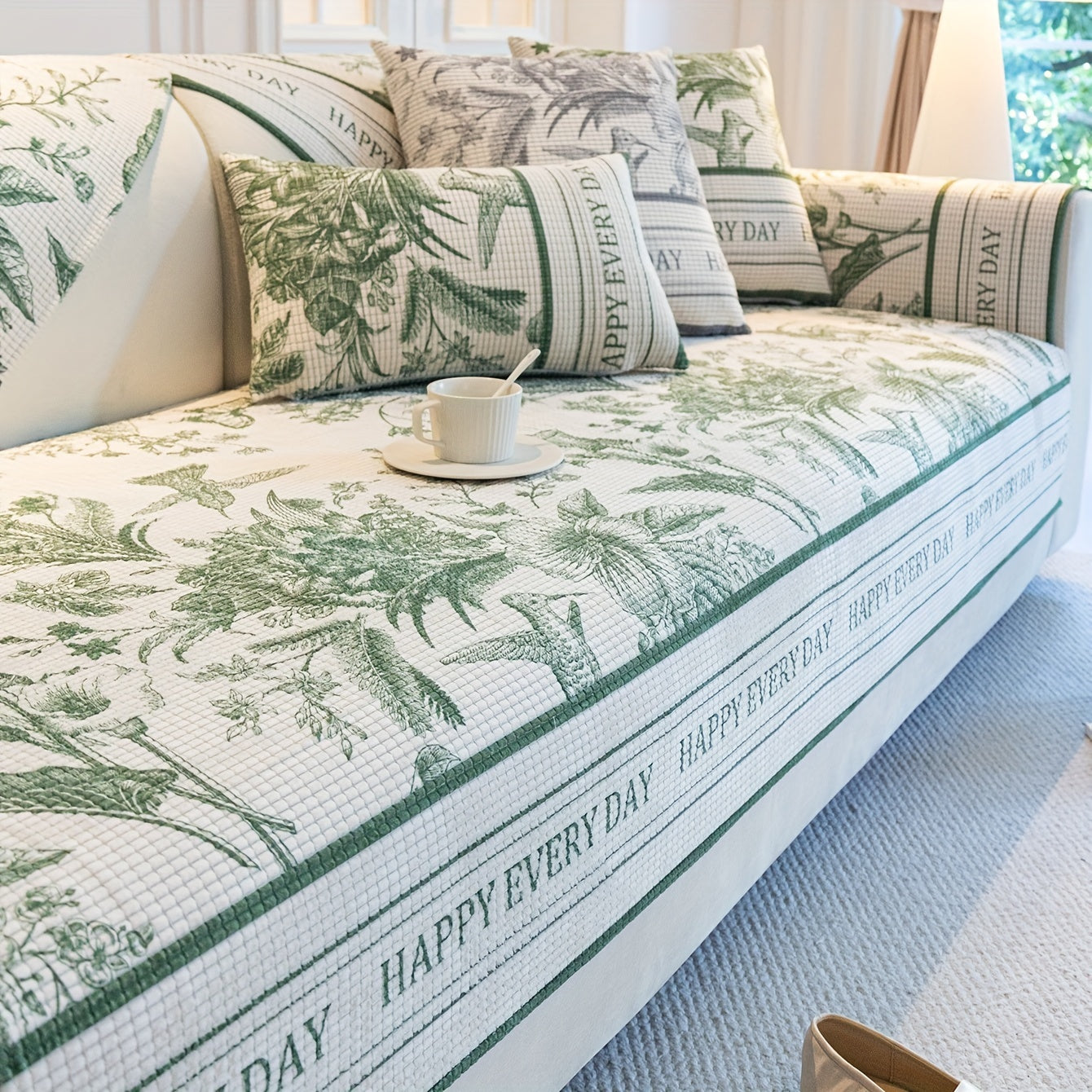 Fransuz vintage divan qoplamasi, hayvonlarga do'st, mashinada yuvish mumkin, barcha mavsumlar uchun mos qisqa plush jakard dizayni.