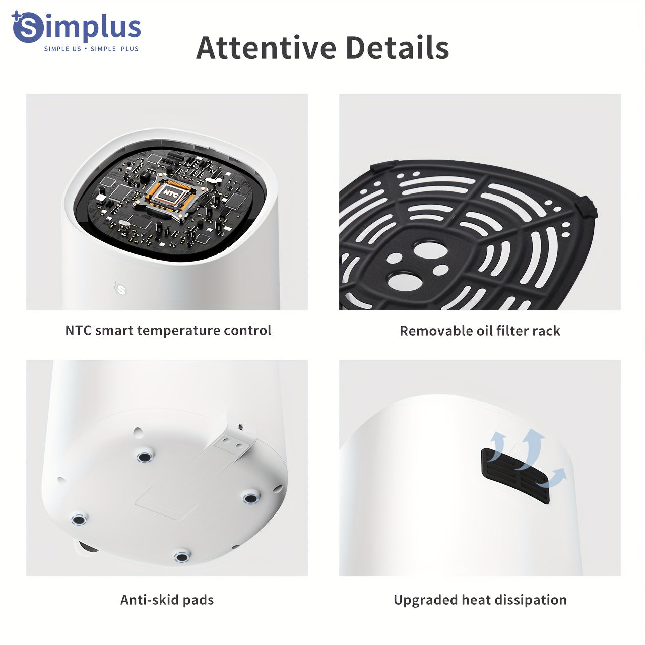 4.5L Havo Fryyer bilan oynali 1450W issiq havo aylanishi, oson tozalash