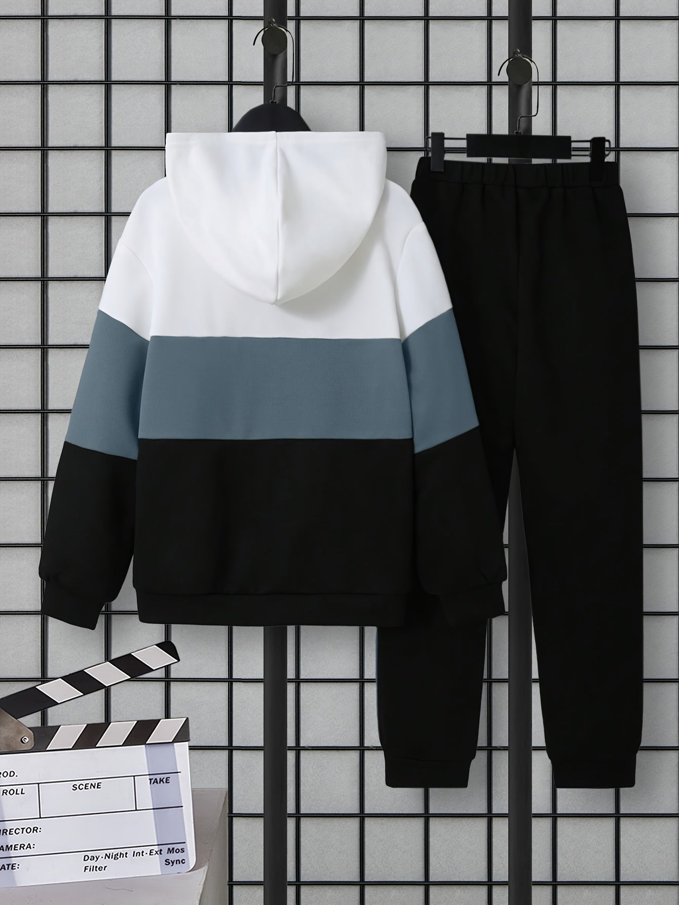 Boys Kids Co-Ord Set with Letter Print Hoodie and Jogger Pants for Spring Fall