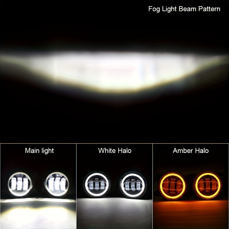 Jeep Wrangler uchun 2x 10.16 cm LED duman chiroqlari, 12V 24V 60W 6000LM