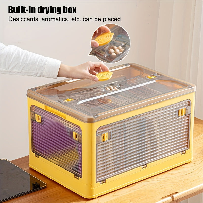 Caja de almacenamiento plegable transparente para ropa, juguetes y mantas