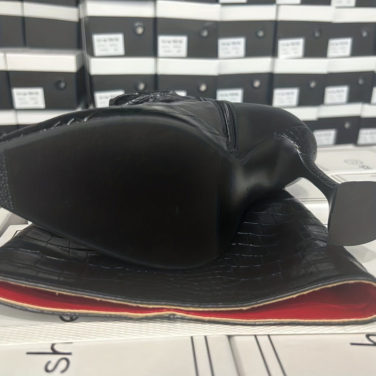 Women's Faux Leather Knee-High Boots with Pointed Toe and Zipper