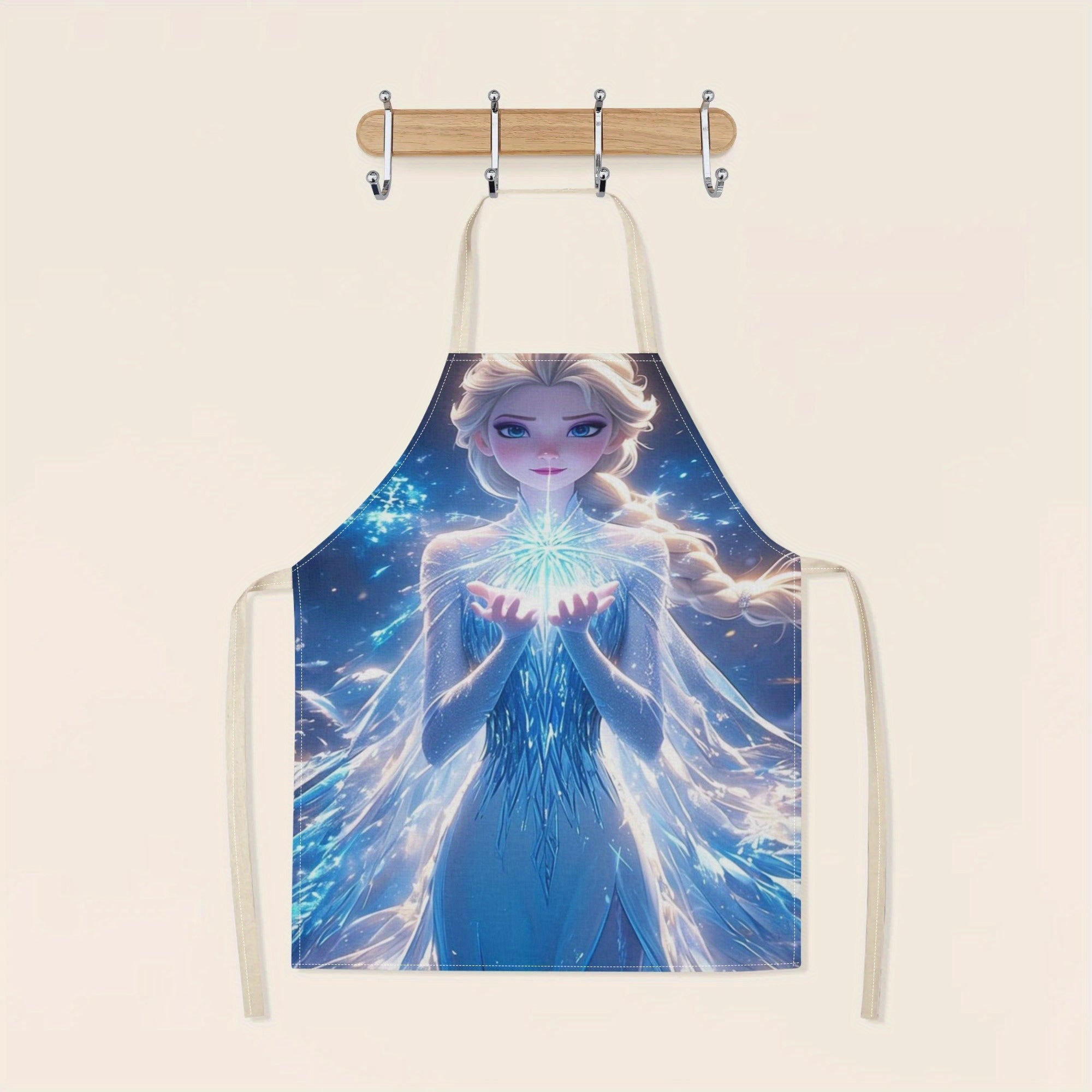 Waterproof Apron with Elsa Cartoon Illustration for Kitchen and Hotel Use