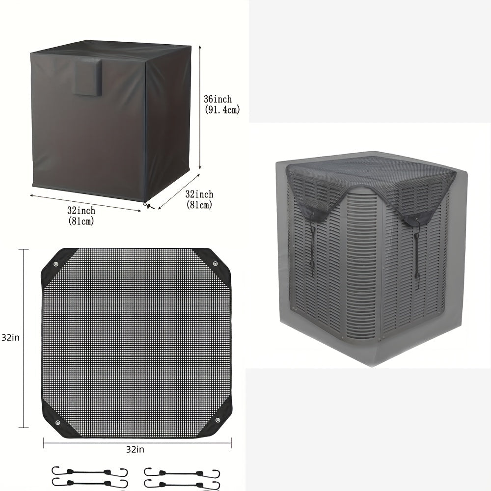 2 Waterproof Outdoor Air Conditioner Covers Oxford Fabric with Anti-Leaf Screen