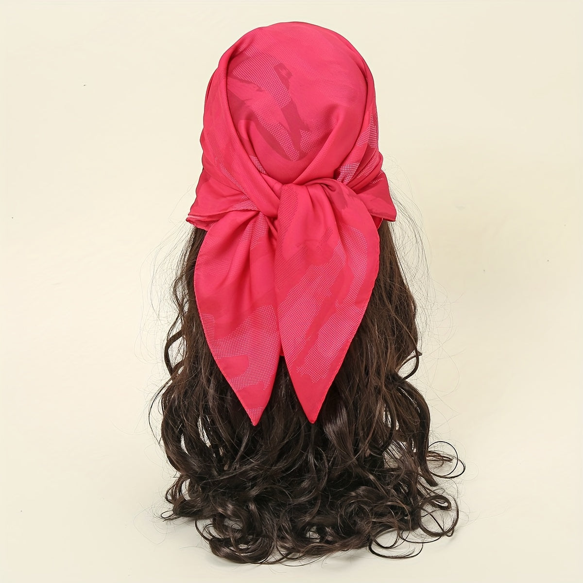 Boho Floral Print Square Scarf with Tropical Leaves and Flowers on Light Pink Polyester