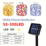 Luces de hadas LED solares con 8 modos, luces de cuerda para exteriores para decoración de jardín, patio, fiesta, 7m 12m 22m 32m