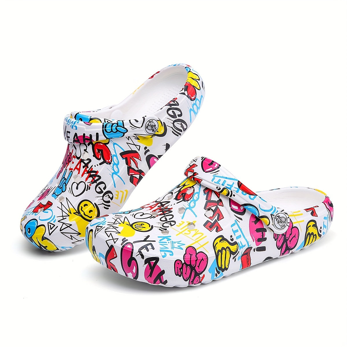 Women's Cartoon Print Lightweight Flat Home Garden Clogs Breathable Non-slip