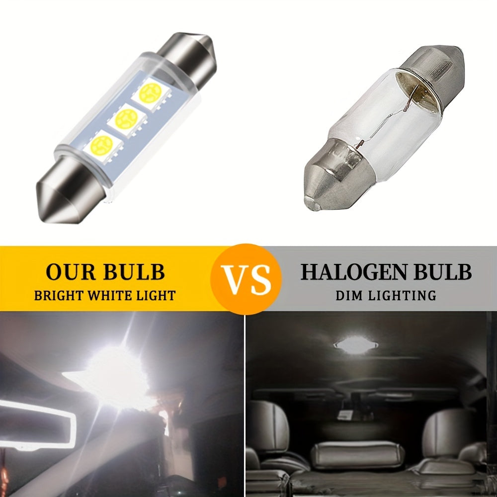 4Pcs White LED Car Interior Light Bulbs for Dome Map Trunk Step DC12V