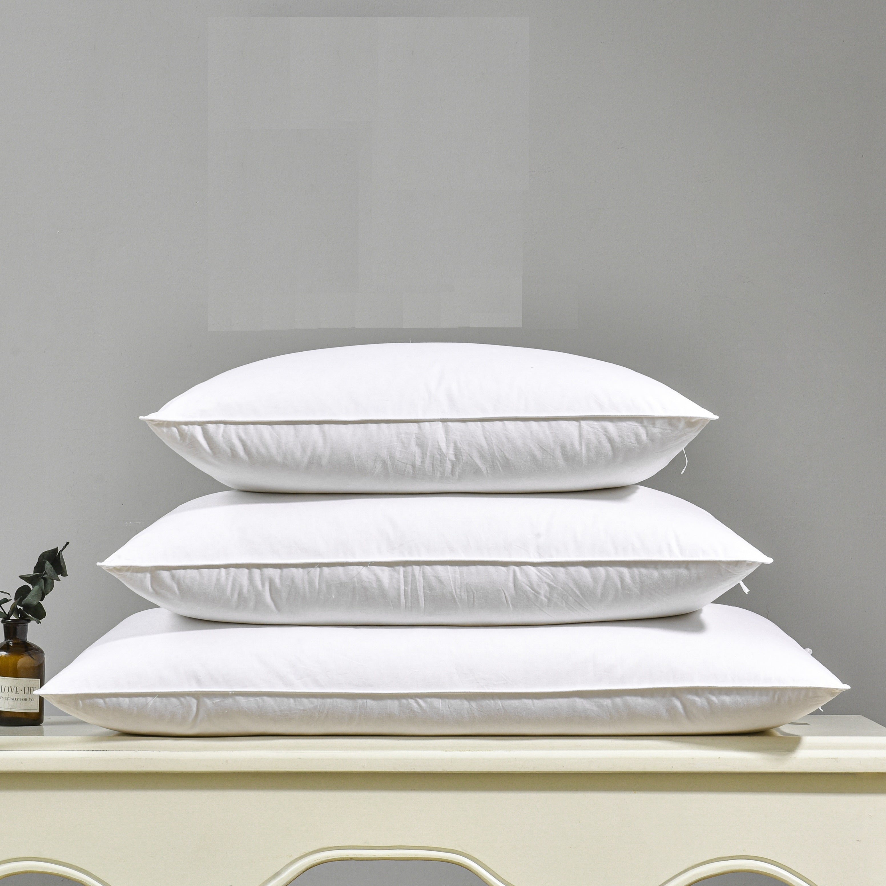 Luxury White Goose Feather and Down Pillow with Breathable All-Season Bedding