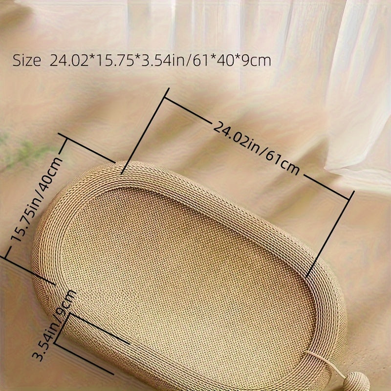 Durable Oval Cat Scratching Post with Sisal Rope Enclosed Design for Healthy Scratching