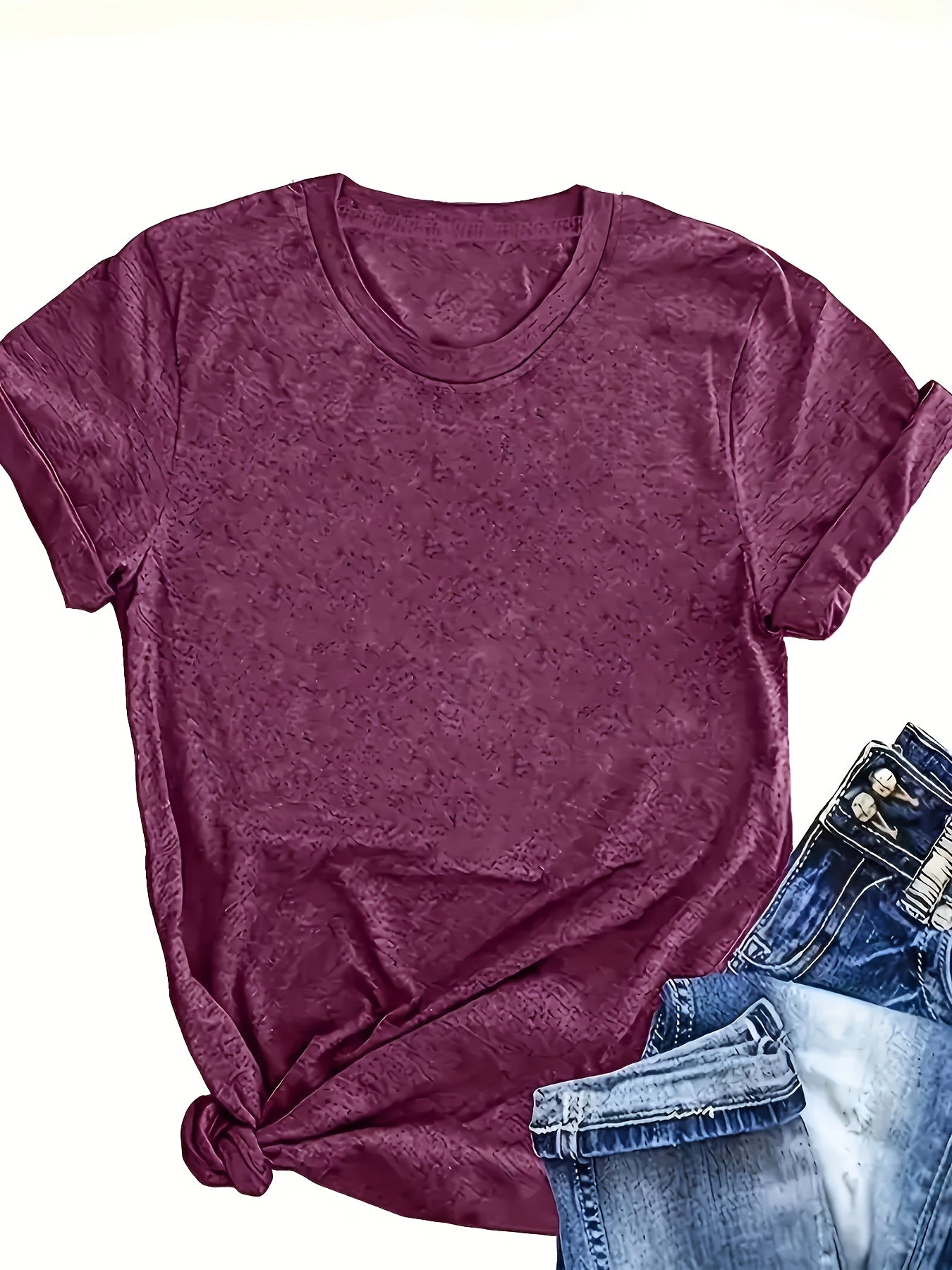 Women's Casual Short Sleeve T-Shirts Set 5 Colors Breathable Cotton