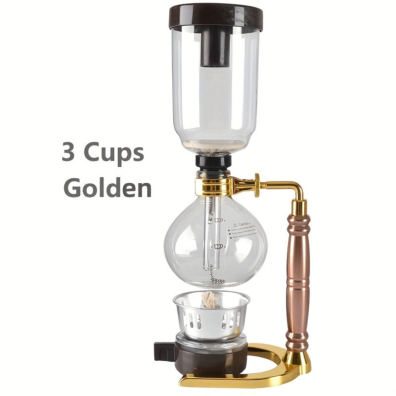 Elegant Glass 3-Cup Vacuum Syphon Coffee Maker Kit with Spoon and Brush