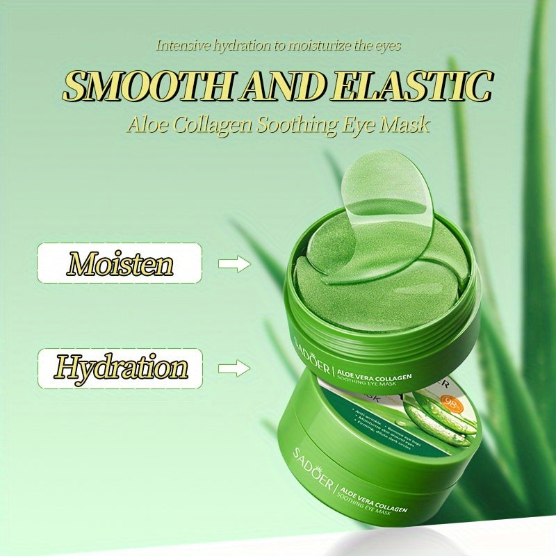 Unisex All Skin Aloe Collagen Eye Masks Deep Hydration Firming Smoothing Hypoallergenic 60 Pack