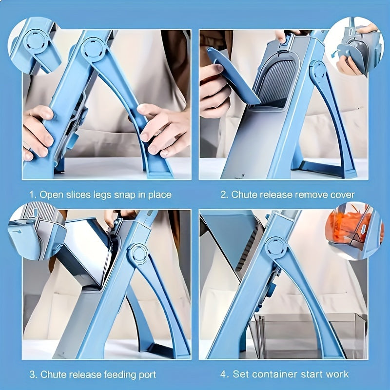 Manual Vegetable Chopper and Slicer with Suction Base, Easy Dicing and Shredding