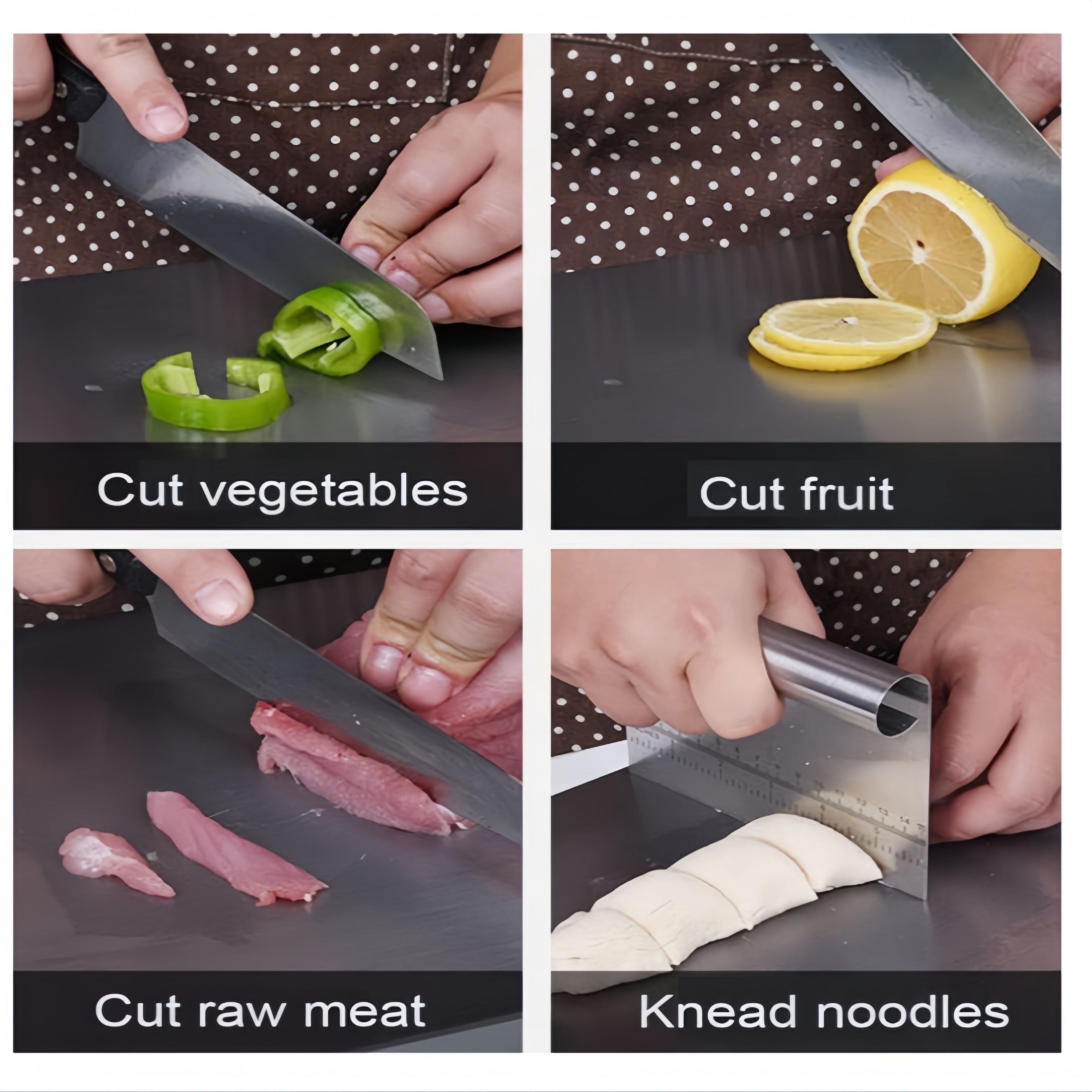 Stainless Steel Cutting Boards Set with Scales Double-Sided Food Grade Kitchen Tools