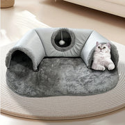 Cat Tunnel Bed with Play Mat and Warm Nest for Small to Medium Pets
