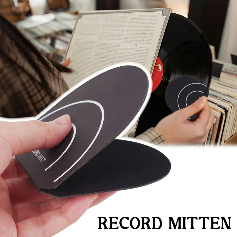 Microfiber Vinyl Record Protector Mitten for Collectors Dust and Scratch Prevention Black