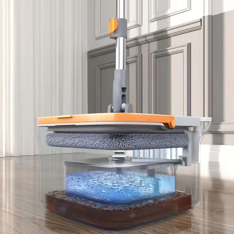 No-Hands Quick-Drying Mop Stainless Steel Handle Dual-Function Wet and Dry Cleaning