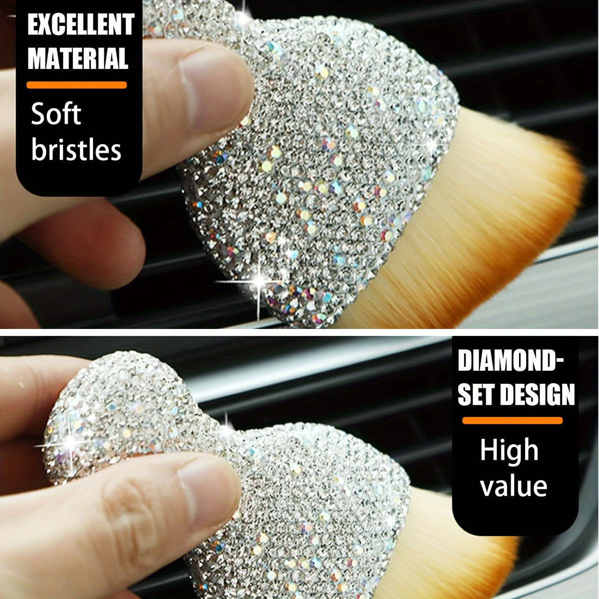 Щетка для внутренней уборки автомобиля, пластиковая, для пыли, мягкая щетина, компактная