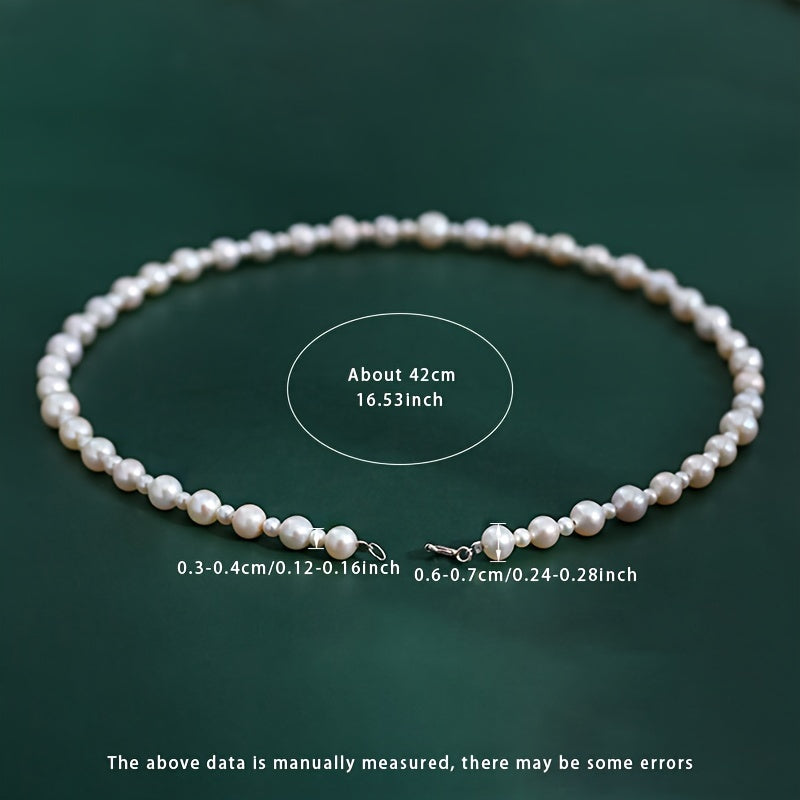 Women's Freshwater Pearl Necklace with S925 Silver Clasp and June Birthstone
