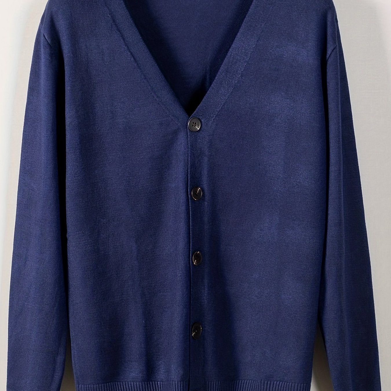 Men's Plus Size V-Neck Cardigan Viscose Blend Long Sleeve Rib Knit Semiformal Spring Fall