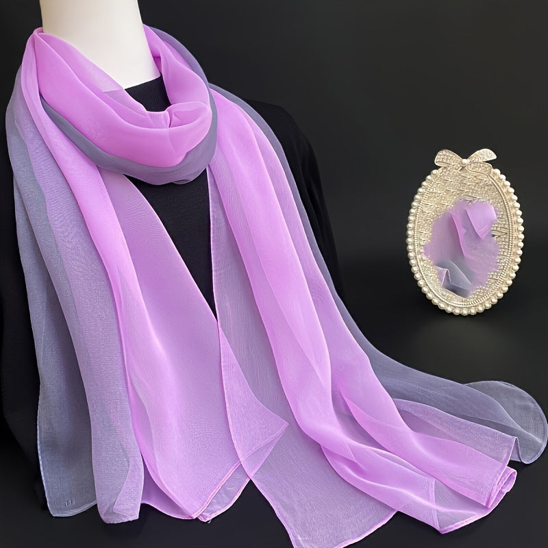 Gradient Color Gauze Scarf for Women Lightweight Summer Shawl Breathable Wrap