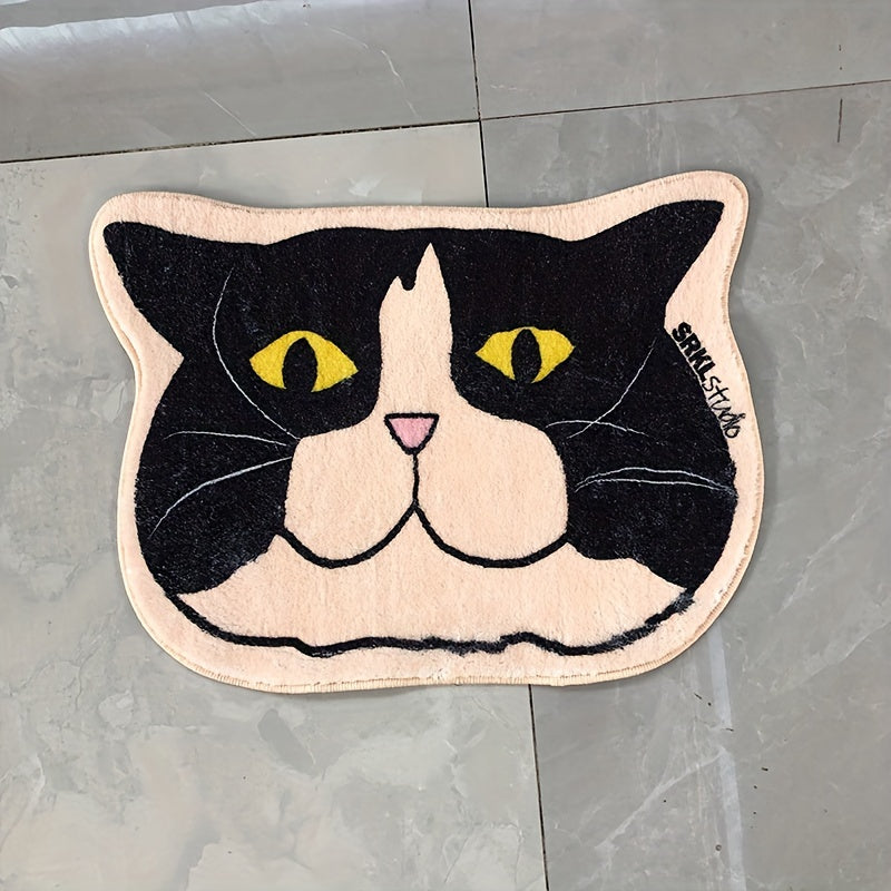 Faux Cashmere Cat-Shaped Rug Non-Slip Absorbent Machine Washable Polyester