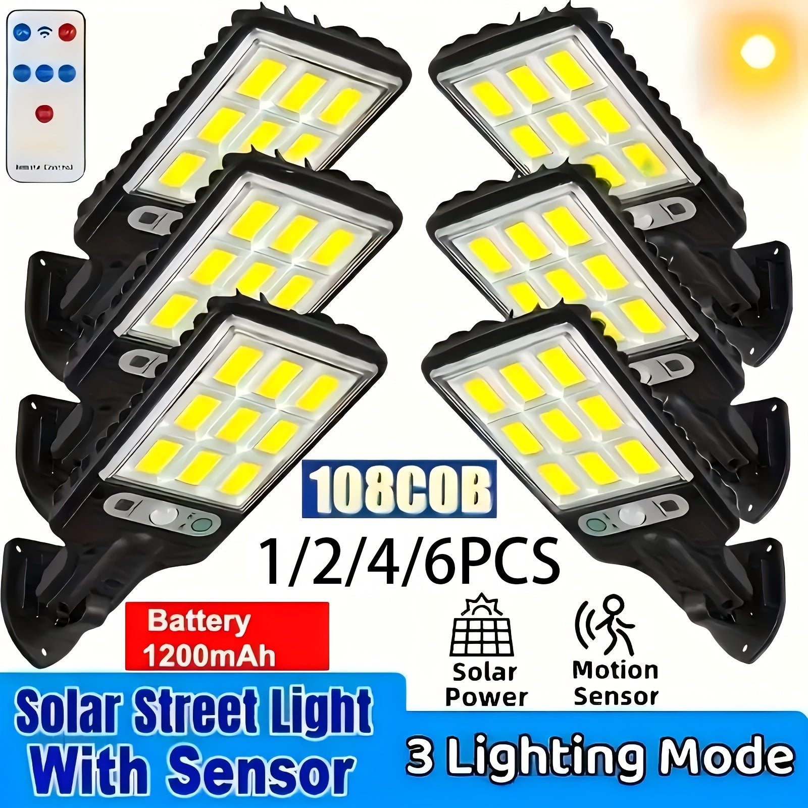 Outdoor Solar Wall Lights with Motion Sensor 3 Lighting Modes for Garden Yard Fence Pathway 1-6 Pack