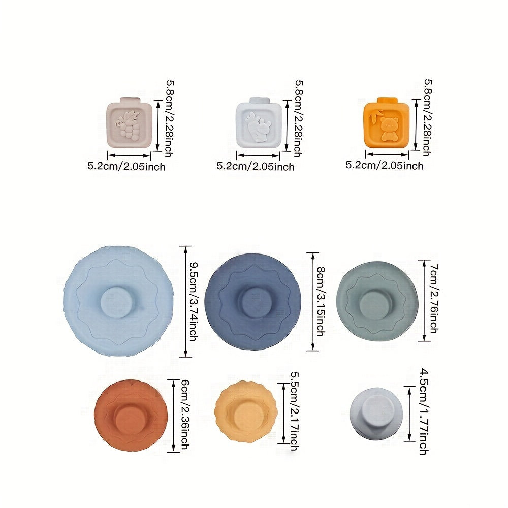 Набор из 13 мягких ПВХ блоков для stacking и nesting с прорезывателем-коалой, включает 2-в-1 строительные и stacking игрушки, идеальная ранняя образовательная активность для младенцев и малышей в возрасте от 6 месяцев до 3 лет.