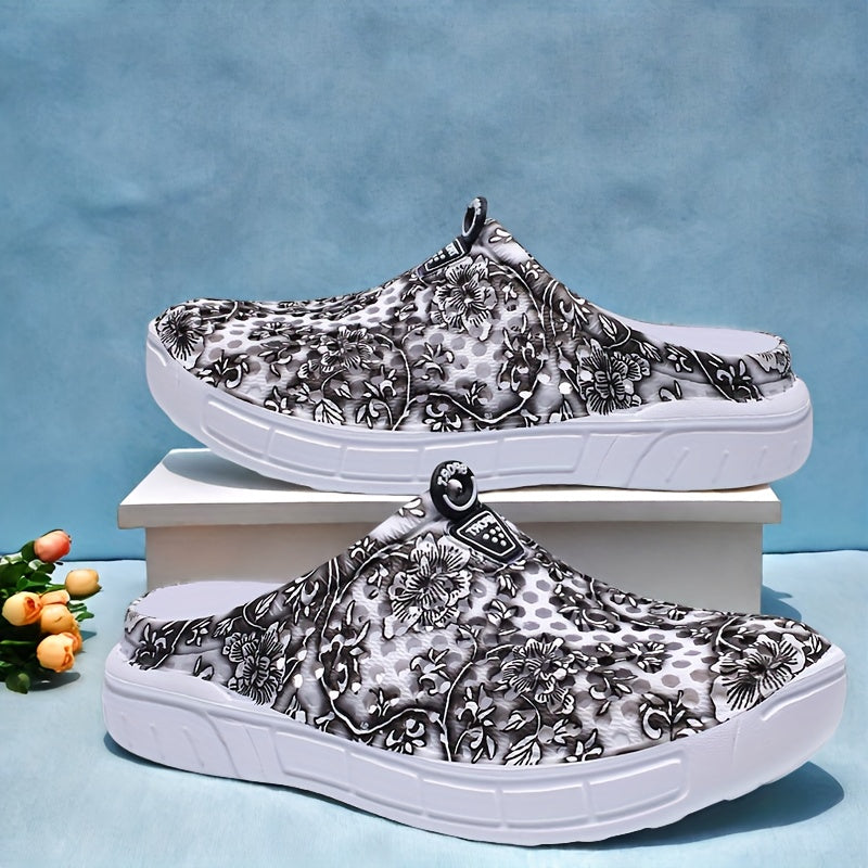Women's EVA Clogs with Floral Design Slip-On Shoes for Comfortable All-Day Wear
