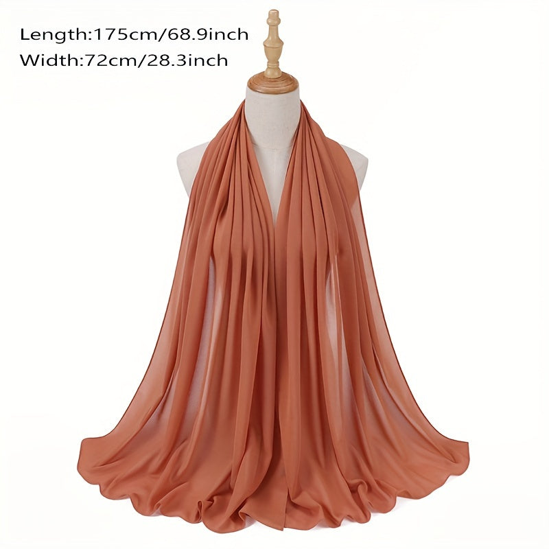 Women's Solid Color Chiffon Scarf - Lightweight and Breathable, Elegant and Simple Style, Windproof and Sun Protection Shawl