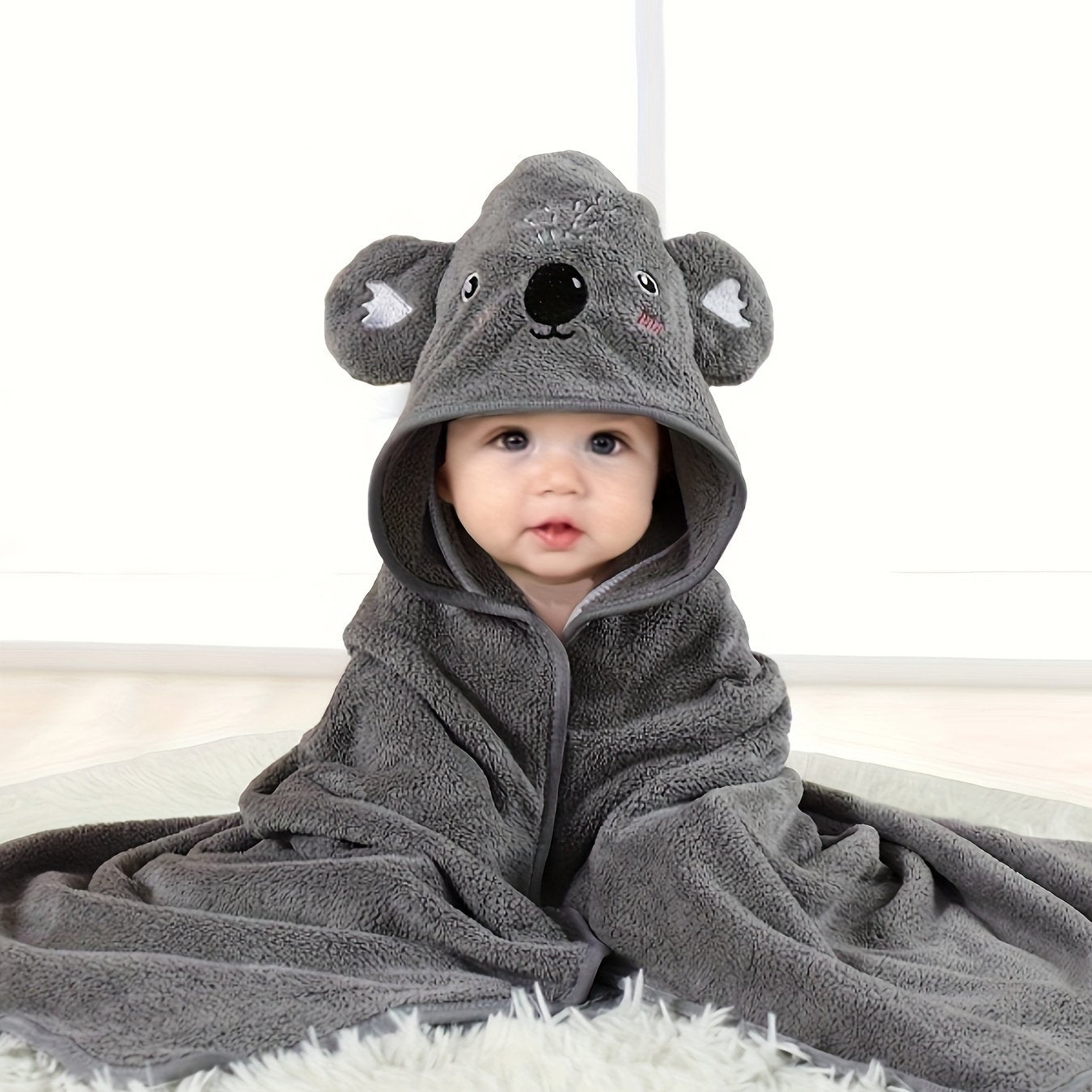 Baby Boys Hooded Bathrobe Animal Pattern Soft Cotton Multi-Use Baby Robe