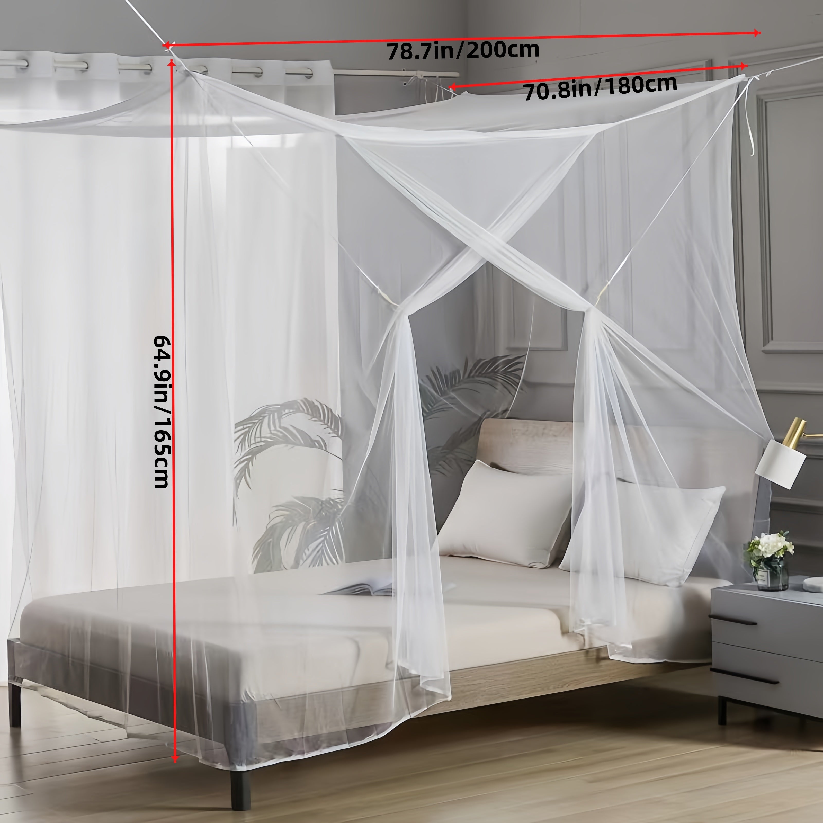 Double Bed Mosquito Net Rod Pocket Style for Dorms and Home, Machine Washable