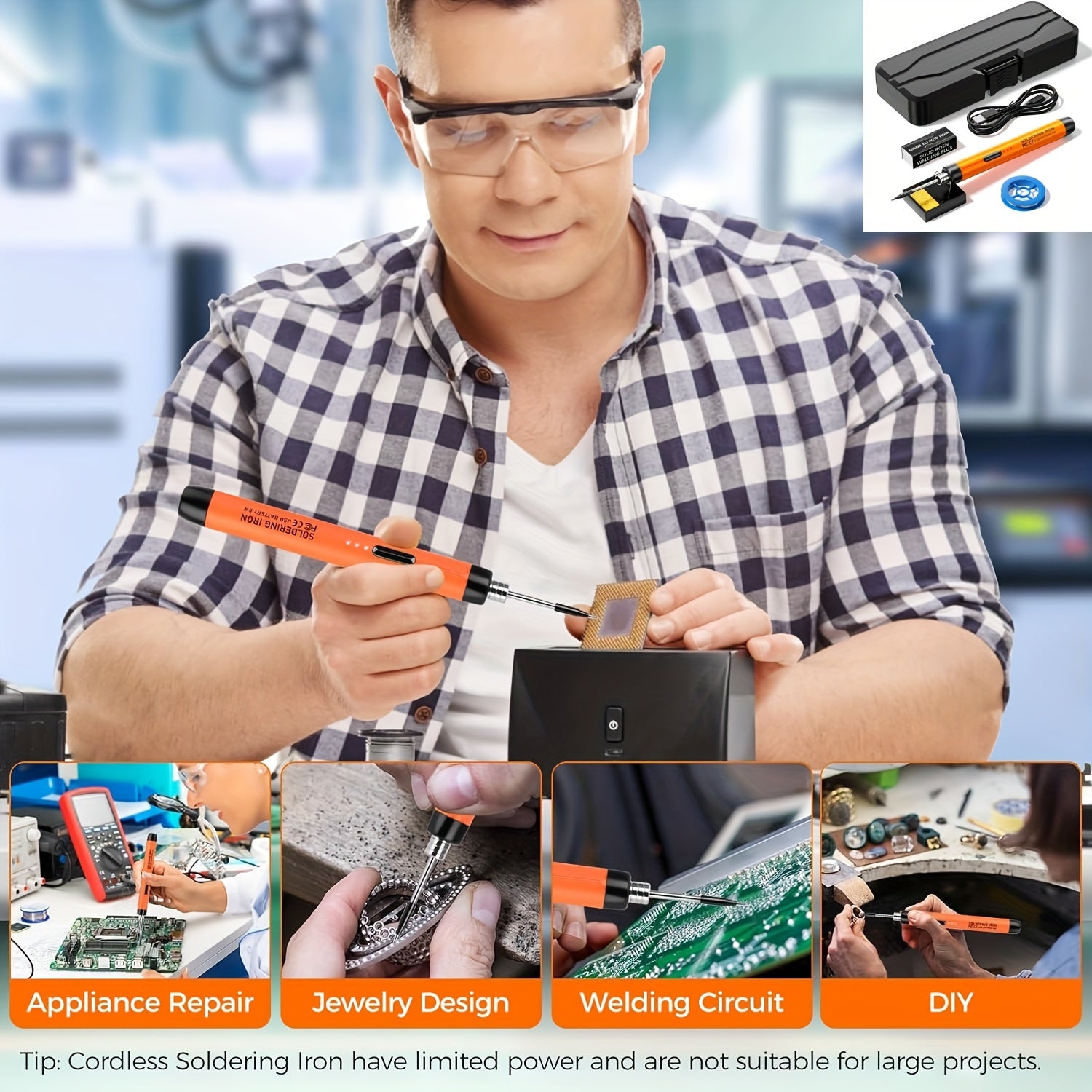 USB simsiz elektr payvandlash temiri, 5V, 8W, qulay past voltli zaryadlash va payvandlash uchun mini DIY qo'l asbobi.