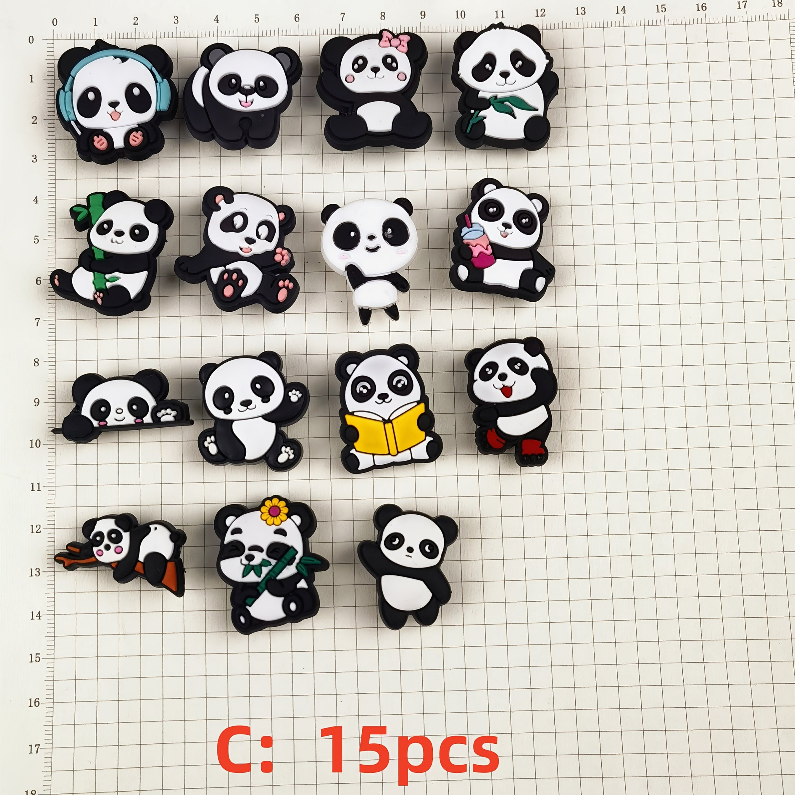 Animal Lovers DIY Panda Charm Set for Slippers and Jewelry, Non-Repetitive, Multiple Sizes