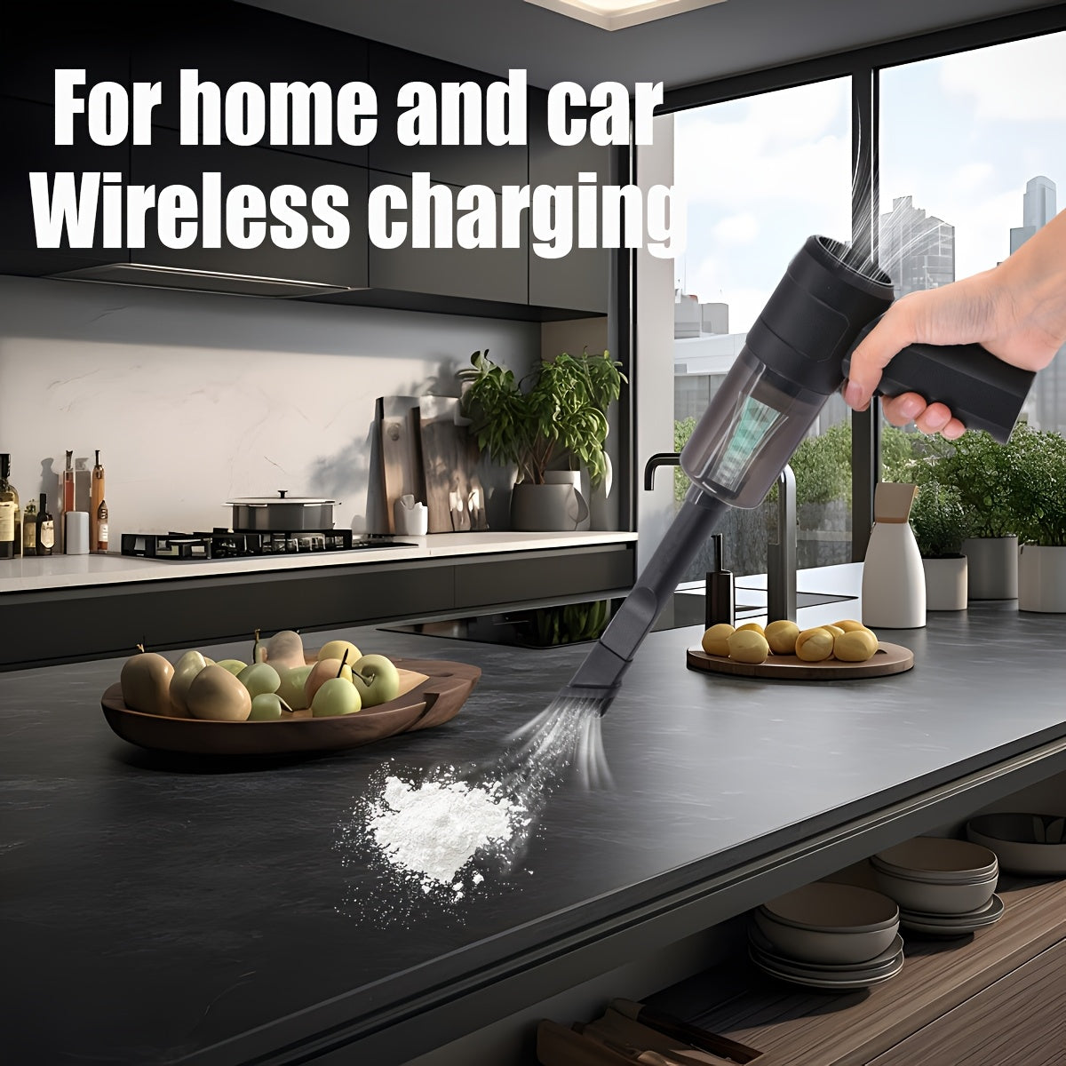 Aspiradora inalámbrica de mano con succión de 3KPa y batería de 2000mAh para limpieza de pelo de mascotas y alfombras