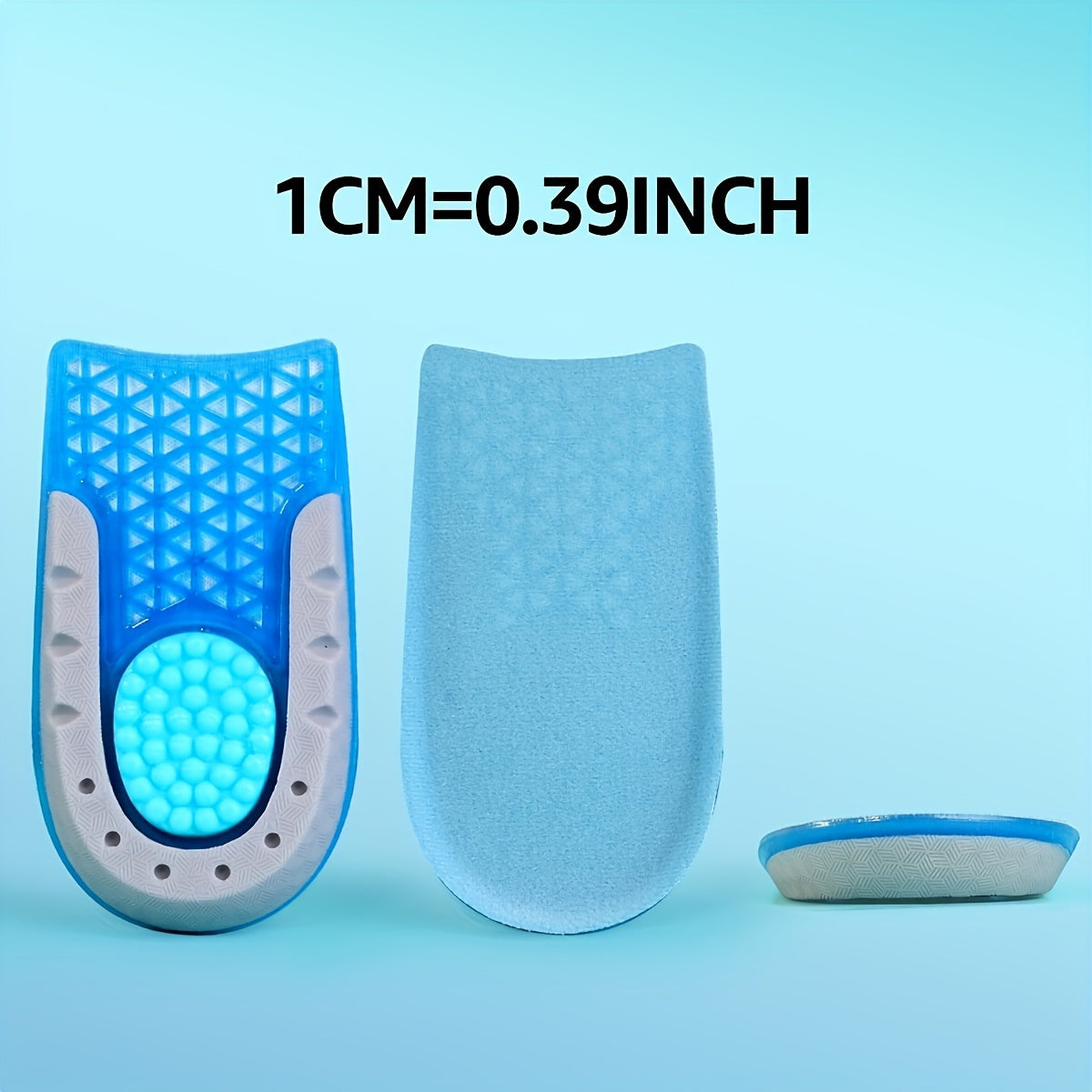 Unisex TPE Heel Lift Insoles 2cm Shock Absorbing Sports and Dress Shoes