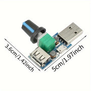 USB Fan Speed Controller for 5V DC Fans Adjustable Quiet Easy to Use