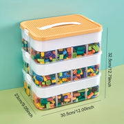 Large Green Plastic Storage Box with Lid and Multi-Layer Grid for Organizing Toys Snacks