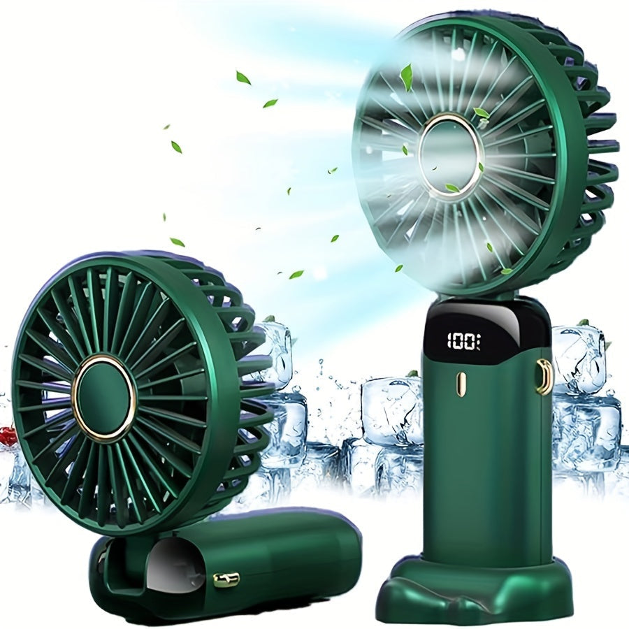 Quvvatlanadigan USB orqali zaryadlanadigan qo'l fanati, LED displey ekraniga ega va sozlanadigan asos bilan, ichki va tashqi faoliyatlar uchun ideal - ofis, yotoqxona, sayohat va lager uchun ajoyib.