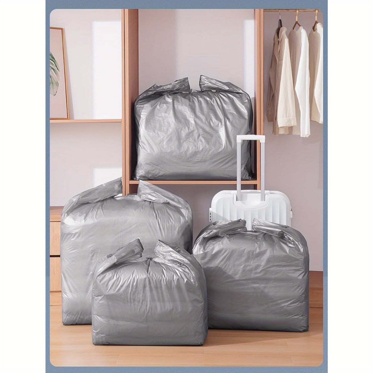 Paquete de 10 bolsas de plástico de uso pesado para almacenamiento, grandes, a prueba de humedad, con asas, para mudanzas y almacenamiento a largo plazo