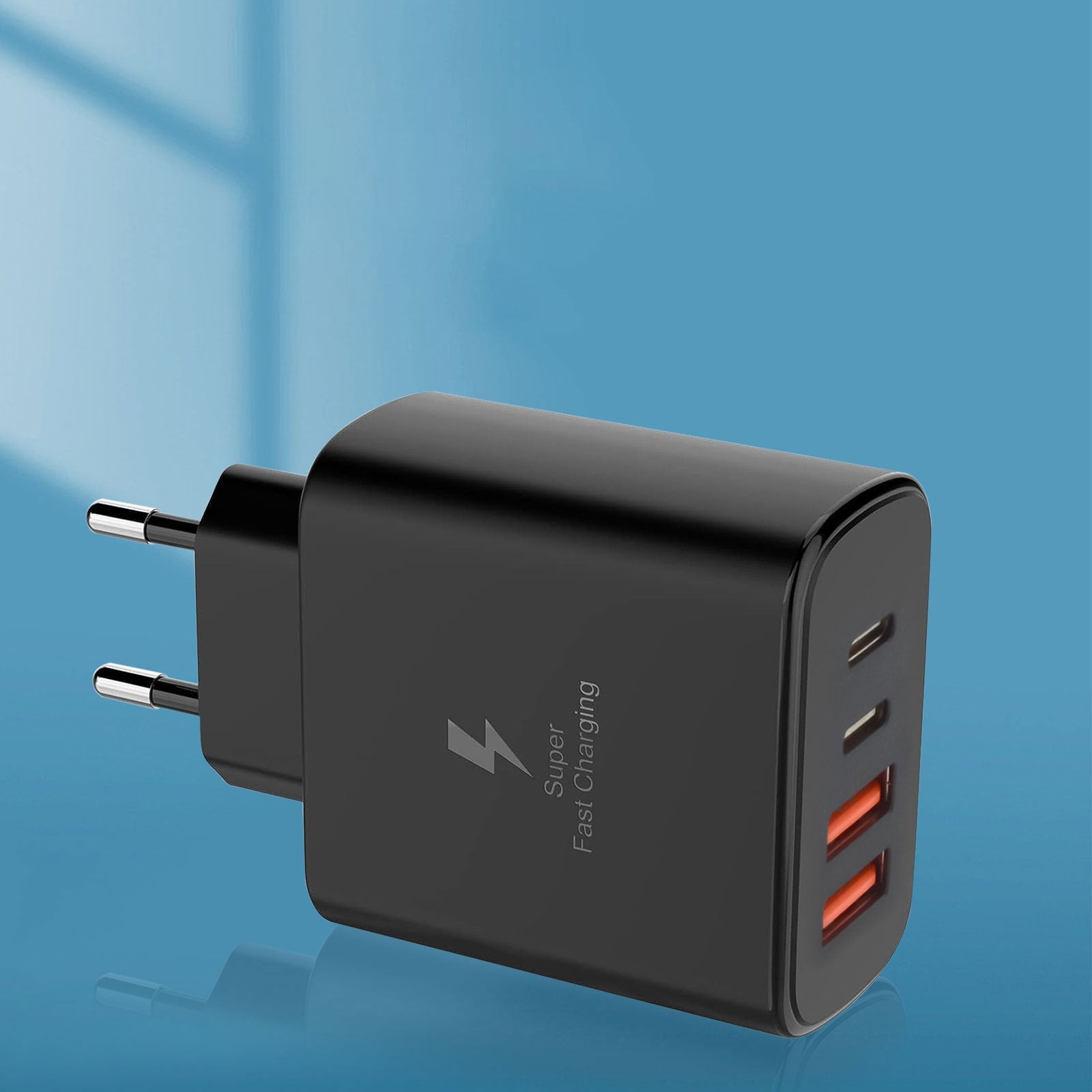 Fast Charging 4-Port USB Type C Wall Charger 10-20W European Plug Travel Compatible with iPhone iPad AirPods Galaxy