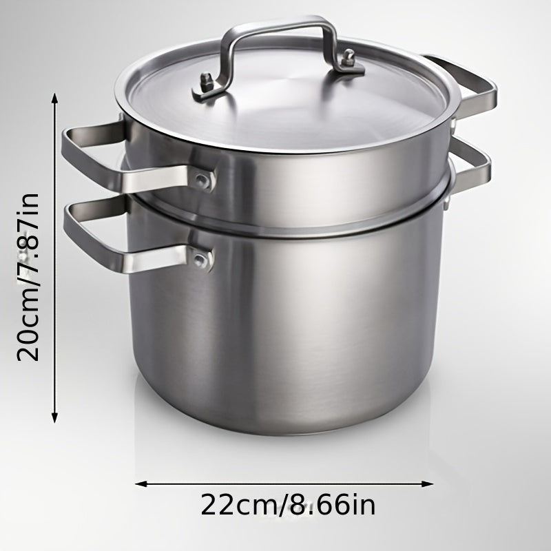 Juego de ollas para pasta de acero inoxidable con cesta de vapor y tapa para cocinar y vaporizar