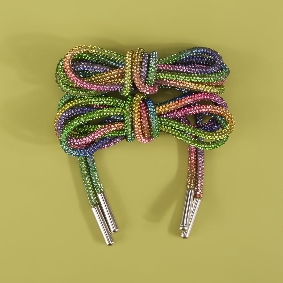Unisex Multicolor Rhinestone Shoe Laces with Metal Aglets for Sneakers
