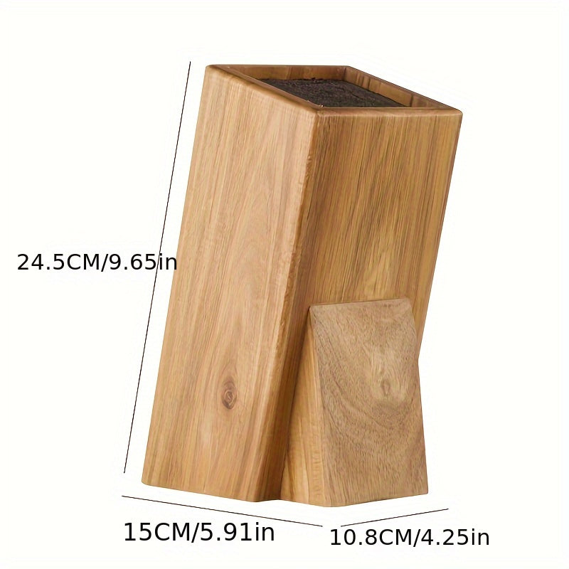 Bloque universal para cuchillos de madera de acacia con cerdas de plástico removibles