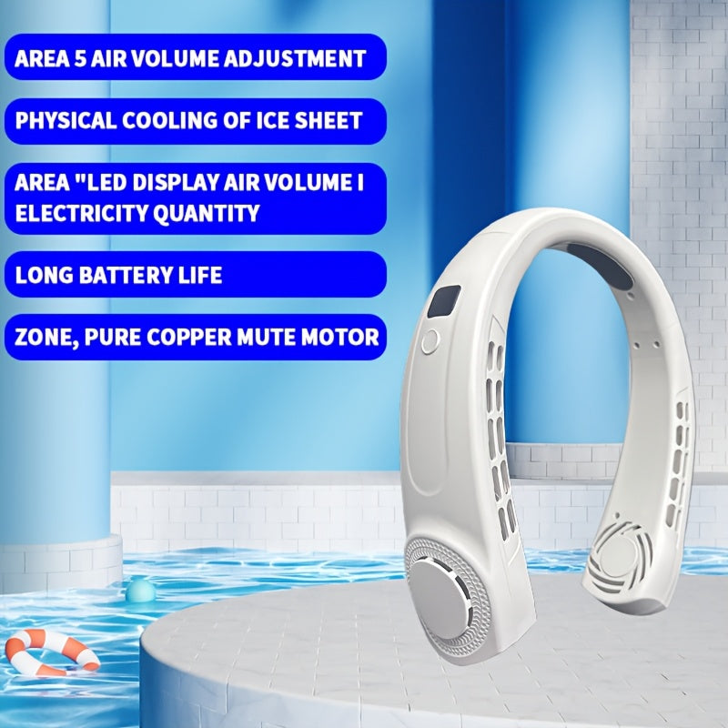 2025 Mini Neck Fan Bladeless USB Rechargeable Portable Cooling for Sports Camping Travel