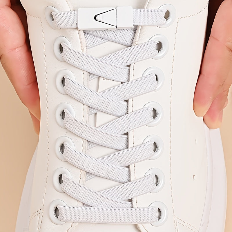Unisex Elastic Shoelaces Set with Buckles for Sneakers and Canvas Shoes